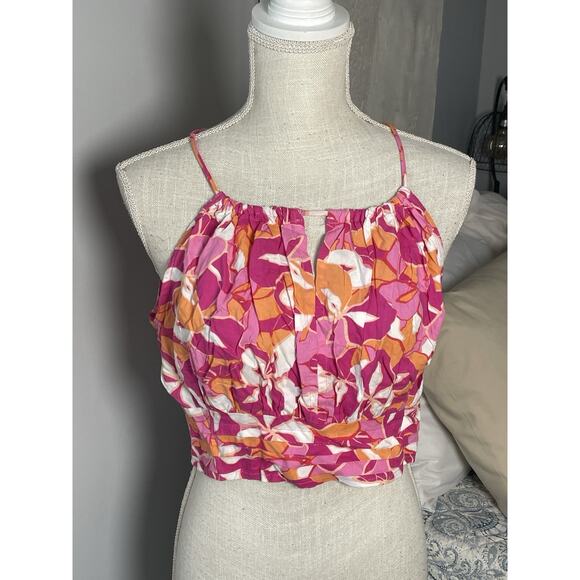 Japna Women’s Crop Tops Lot Size L Pink Floral Halter & Blue Scarf Bandana Top - Picture 9 of 13